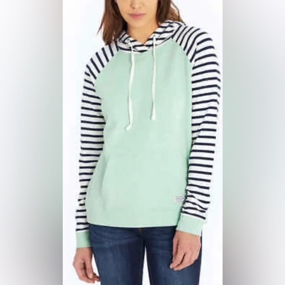 Orvis Color Block Pullover Hoodie Large Seafoam Green Size Small